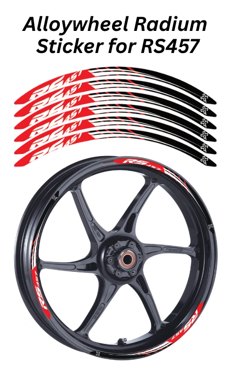 Alloy Wheel Radium Sticker Compatible with RS 457 | Made in Premium Radium with FPF (Fade Protection Film), Waterproof, Precut Sticker, Pack Of 12